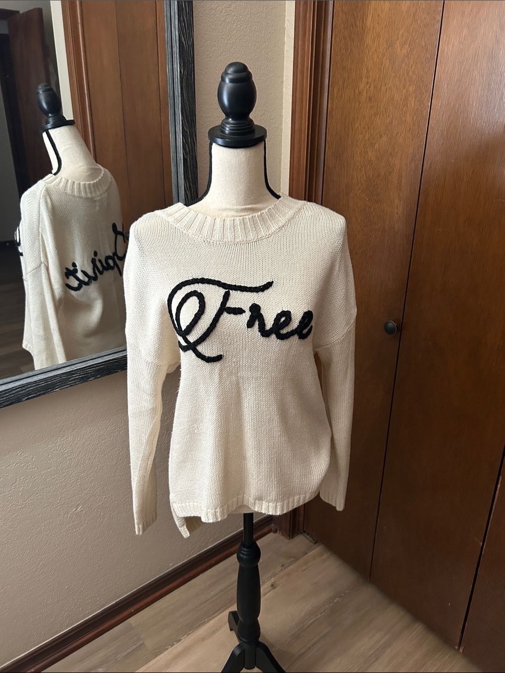 Vintage Havana Cream Crewneck Sweater with Black Script